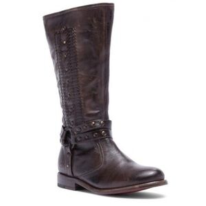 BED|STU Selina Tiesta Di Moro Dip Dye Dark Brown Leather Moto Boots 8.5